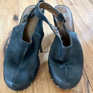 GB Black Studded Heeled Clogs